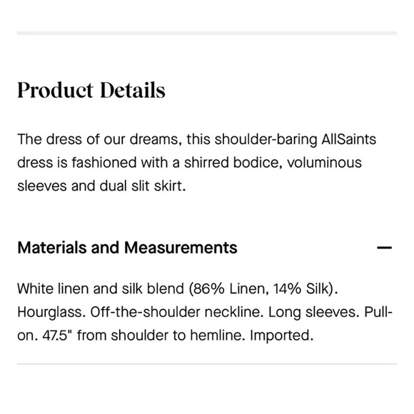 Allsaints Lary Dress 2 Ivory Linen & Silk Blend Midi Length Off The Shoulder - Picture 13 of 13